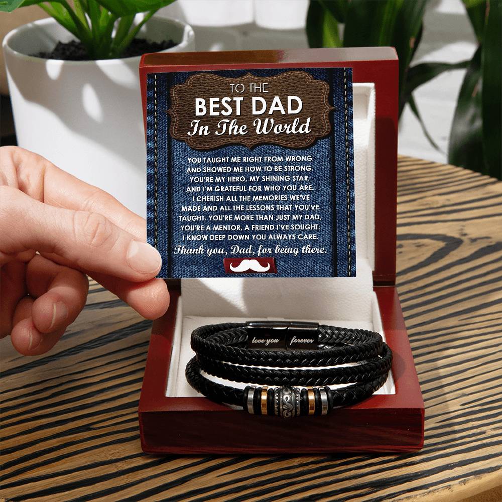 To my Dad, the best dad in the world, message card for dad with stainless steel beaded bracelet.