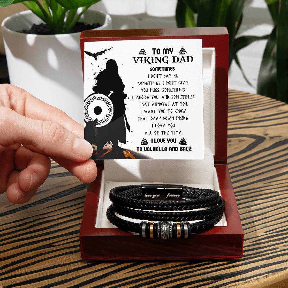 To my Viking Dad, , Message card gift with bracelet from son, daughter to commemorate dad on Father´s day.