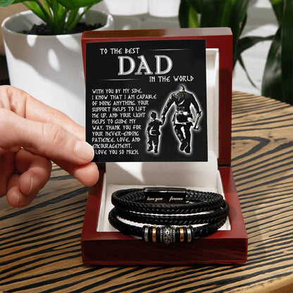 To the best Dad- Love you forever - Men´s vegan leather bracelet with message card for dad.