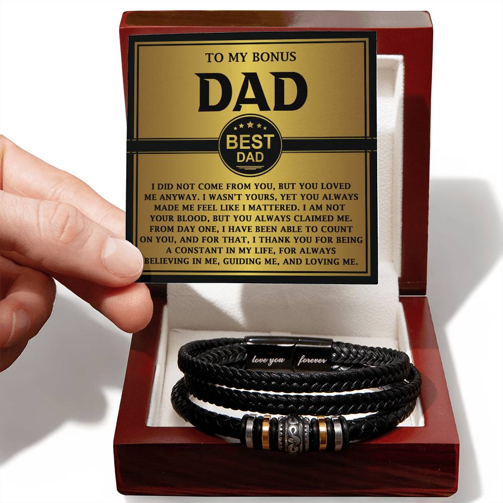 Love you forever bracelet for Bonus dad on message card.