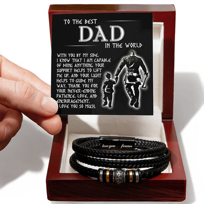 To the best Dad- Love you forever - Men´s vegan leather bracelet with message card for dad.