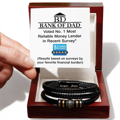 Father´s day gift for Dad, includes funny  gift card message and love you forever stailess steel bracelet with decorative beads.