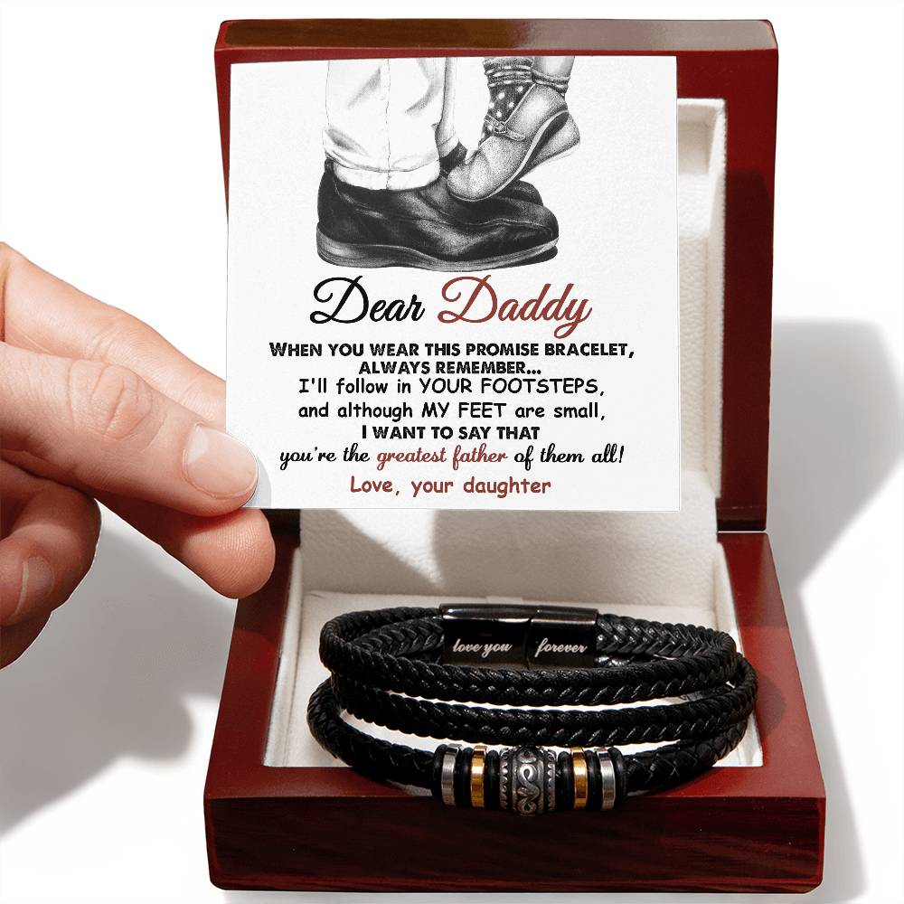 To my Dad, promise stainless steel with beads and vegan leather bracelet as special token for dad on father´s day or birthday.