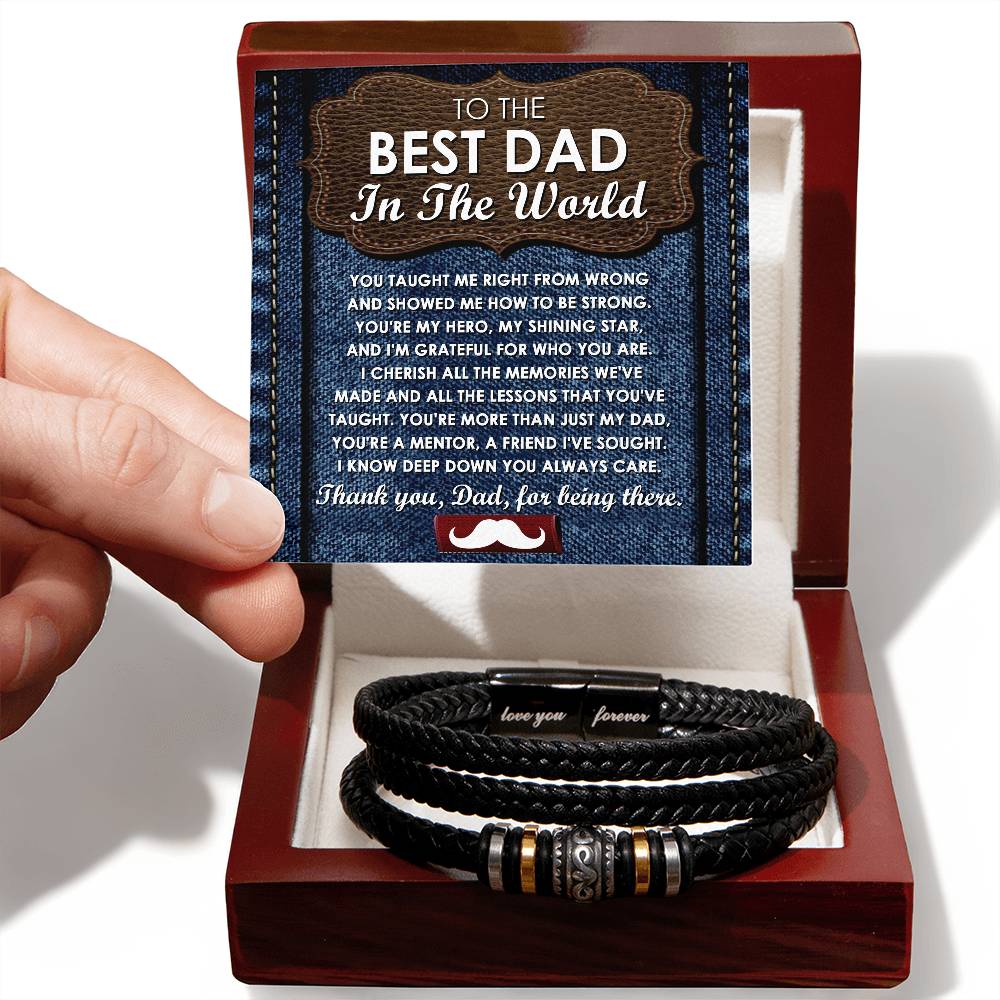 To my Dad, the best dad in the world, message card for dad with stainless steel beaded bracelet.