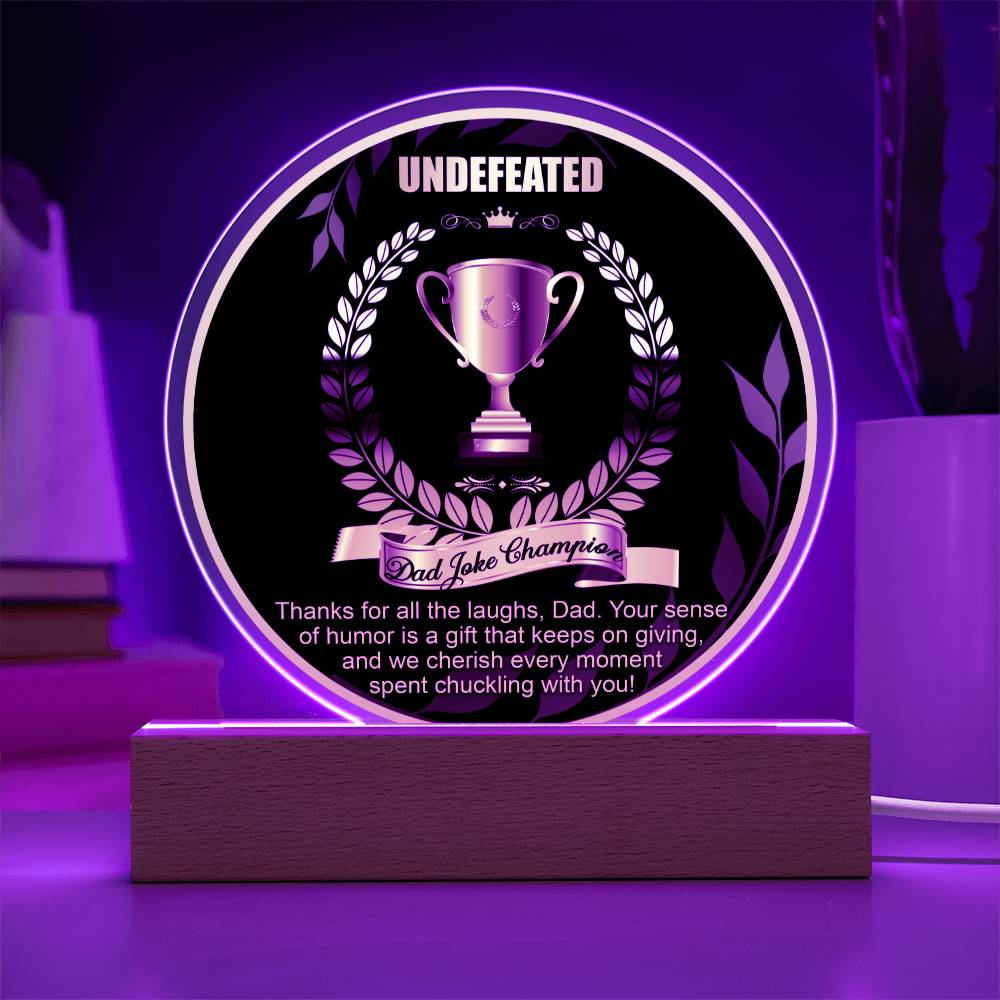 Father´s day gift for Dad to celebrate him and thank him for being a great Dad. Championship certificate on acrylic base with LED light.