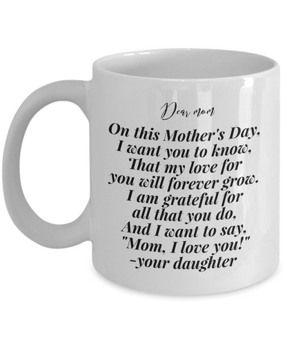 Mother´s day daughter to mom white coffee mug present