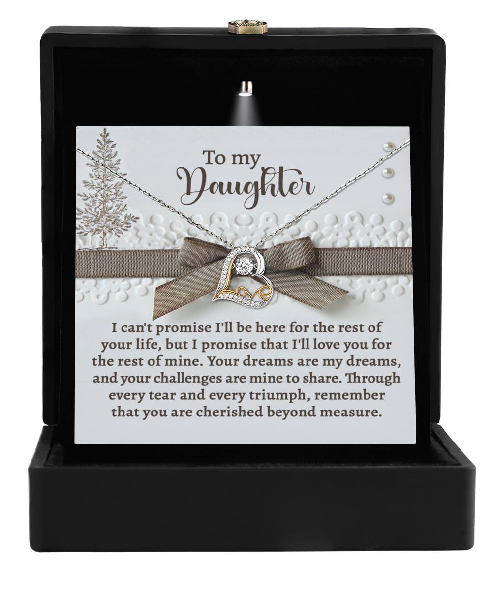 Beautiful Holiday greetings card for daughter, includes a love dancing necklace. Shipped and Printed in the USA