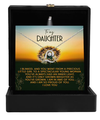 Beautiful message card gift with love dancing necklace for your loved daughter. Printed and shipped from USA