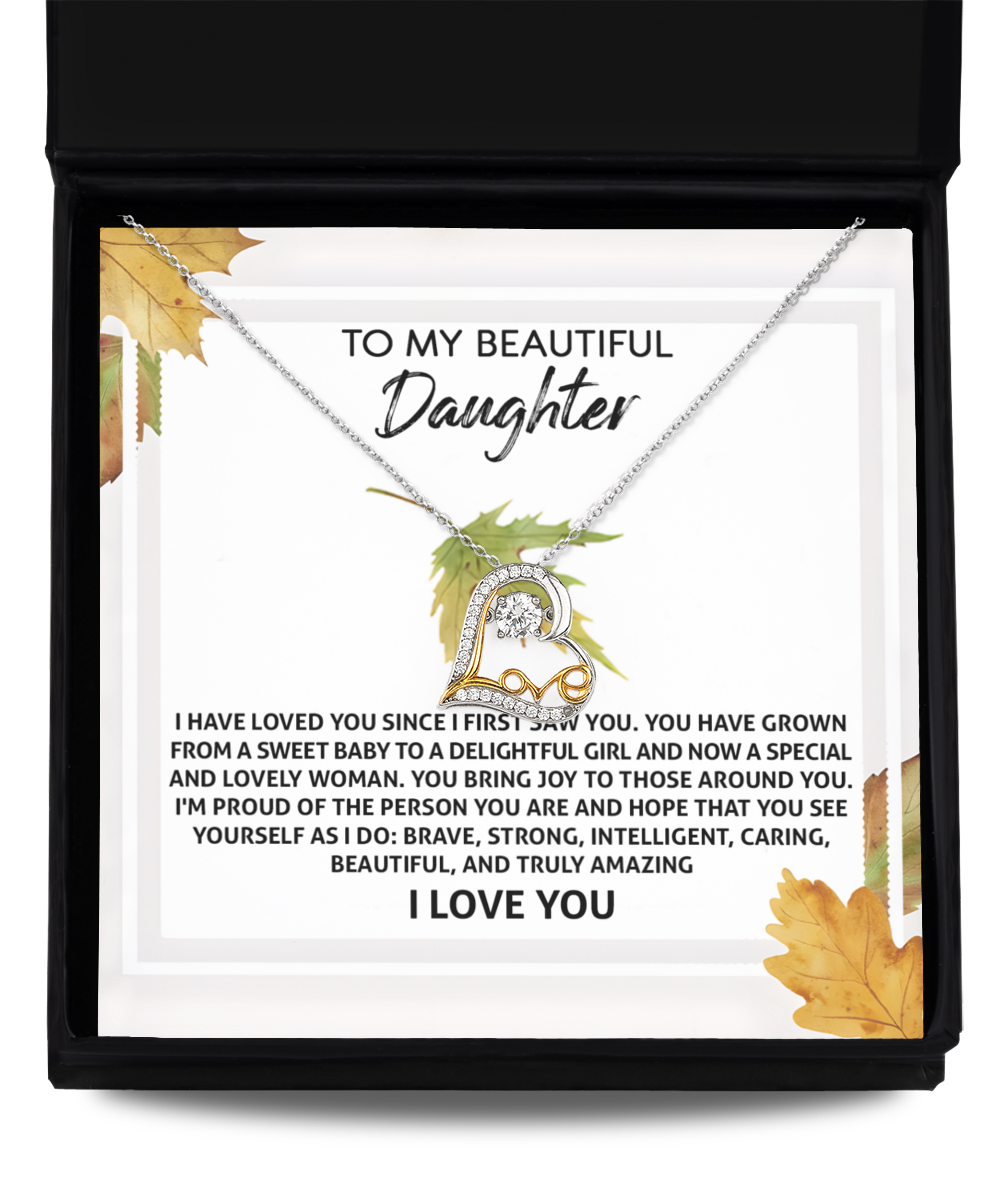 Parent to daughter greeting on autumn themed message card. Great gift for birthday, graduation, Hanukah or just b´cause