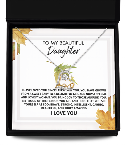 Parent to daughter greeting on autumn themed message card. Great gift for birthday, graduation, Hanukah or just b´cause