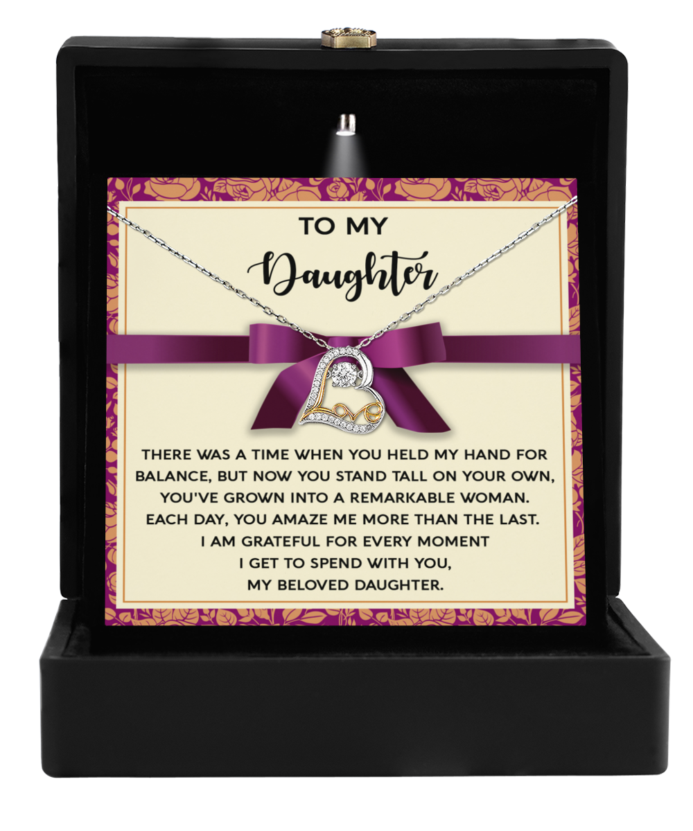 Lovely heartfelt message for daughter, comes with love dancing pendant necklace  with .925 genuine sterling silver. Printed and shipped from USA