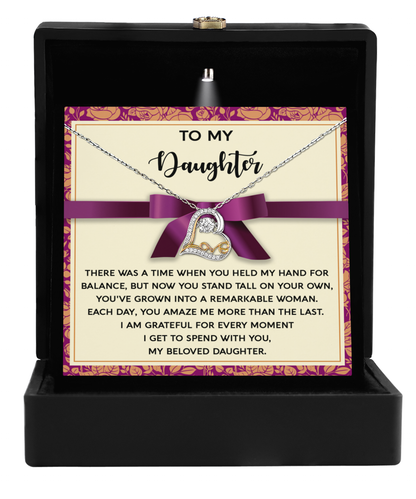 Lovely heartfelt message for daughter, comes with love dancing pendant necklace  with .925 genuine sterling silver. Printed and shipped from USA