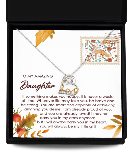 Great gift for daughter from parent, love dancing pendant necklace for her on birthday, graduation, thanksgiving and other anniversaries.