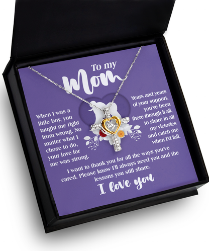 To my mom- cross dancing necklace from son on mom´s birthday and mother´s day, printed in USA.