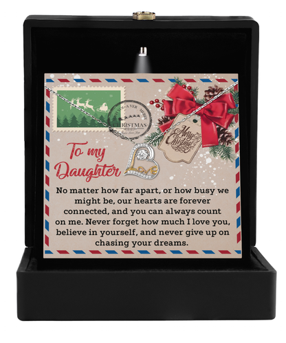 Lovely postcard inspired gift with love dancing necklace for daughter, from mom, dad. Thanksgiving and Christmas gift.