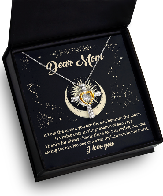 To my dear mom- cross dancing necklace gift card for mom from daughter, son on mother´s day, birthday and other memorable celebrations.