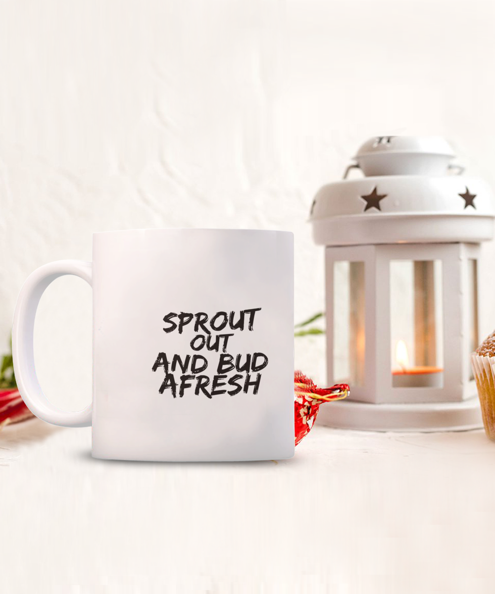 Inspirational white coffee mug for student, encouragement, new project, friends and family celebrations.