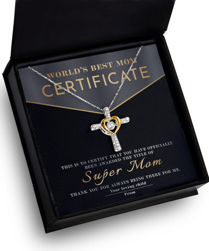 World´s best mom Certificate - loving message carg for mom on birthday, mother´s day to celebrate her. Printed in USA. Shipped from USA.