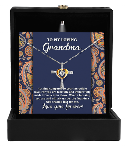 To my loving grandma cross dancing necklace gift from granddaughter or grandson on anniversary.