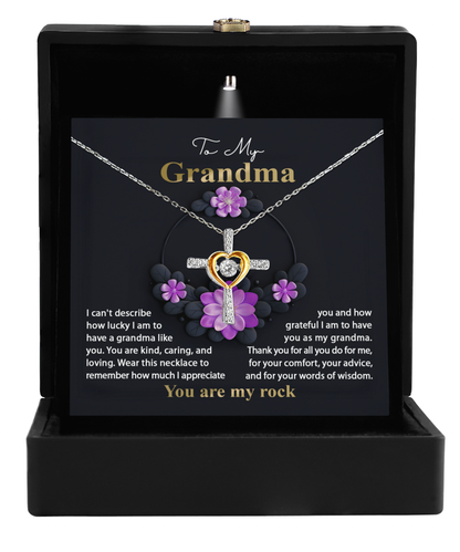 To my grandma cross dancing necklace present on birthday and other anniversaries.