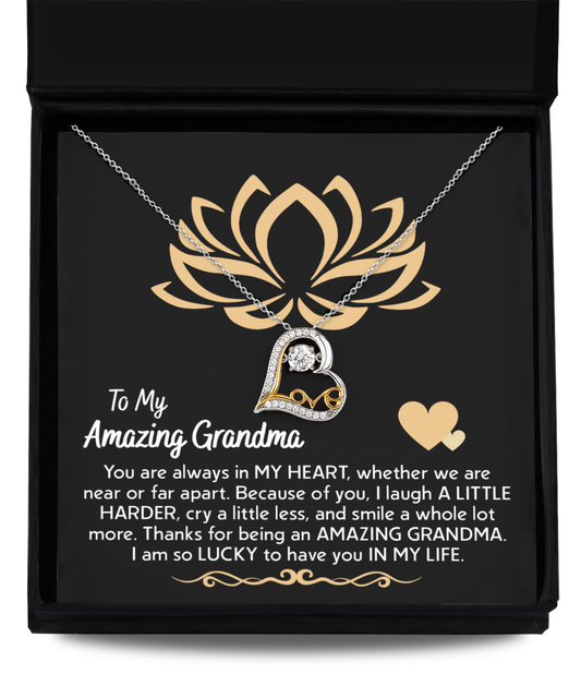 To my amazing grandma, love dancing necklace gift on anniversary and birthday present