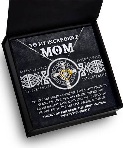 To my incredible mom- message card necklace for mother´s day gift for mom, mother-in-law. Can also be gifted on other celebrations. Printed and shipped from USA