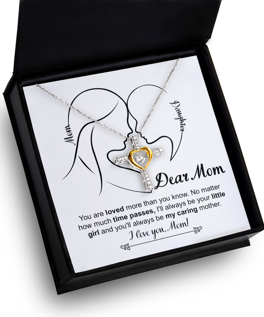 To my mom- cross dancing necklace gift from daughter, birthday present for mom, mother´s day message card with jewelry, Printed in the USA