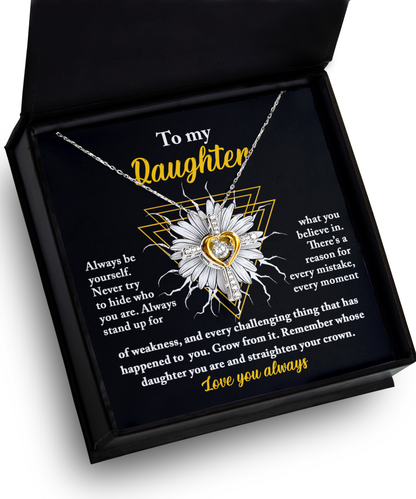 message card with necklace and words of wisdom for daughter.