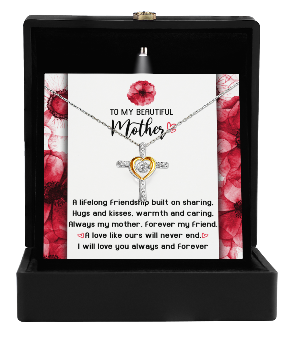 To my beautiful mother- personalized message card with necklace for mom, printed and shipped from USA