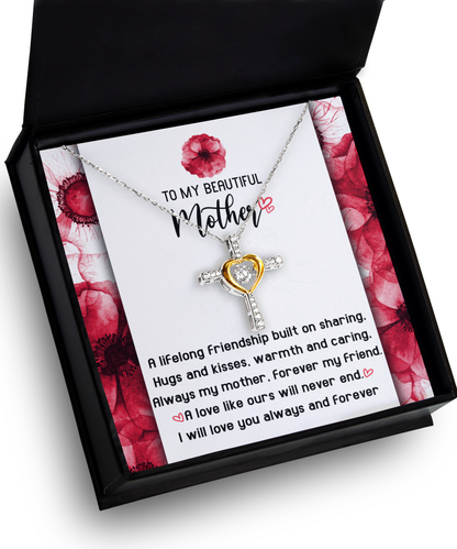 To my beautiful mother- personalized message card with necklace for mom, printed and shipped from USA