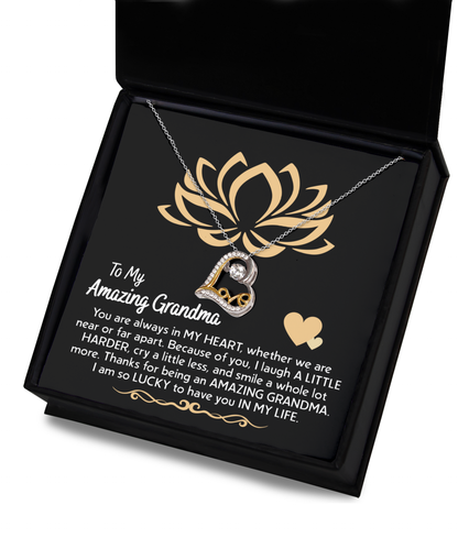 To my amazing grandma, love dancing necklace gift on anniversary and birthday present