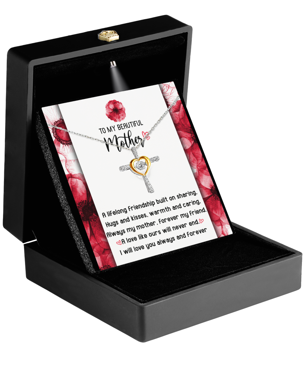 To my beautiful mother- personalized message card with necklace for mom, printed and shipped from USA