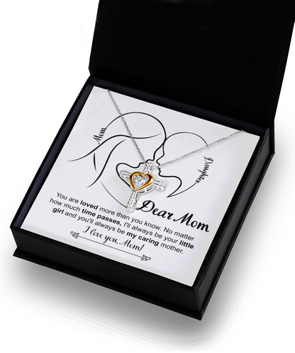 To my mom- cross dancing necklace gift from daughter, birthday present for mom, mother´s day message card with jewelry, Printed in the USA