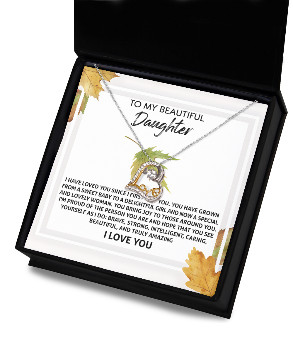 Parent to daughter greeting on autumn themed message card. Great gift for birthday, graduation, Hanukah or just b´cause