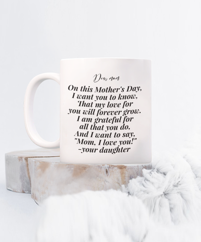 Mother´s day daughter to mom white coffee mug present