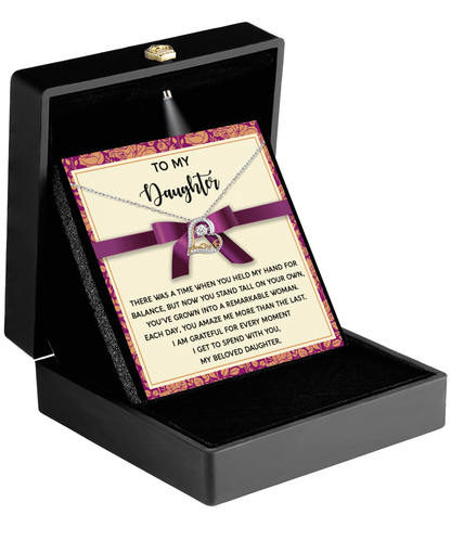 Lovely heartfelt message for daughter, comes with love dancing pendant necklace  with .925 genuine sterling silver. Printed and shipped from USA