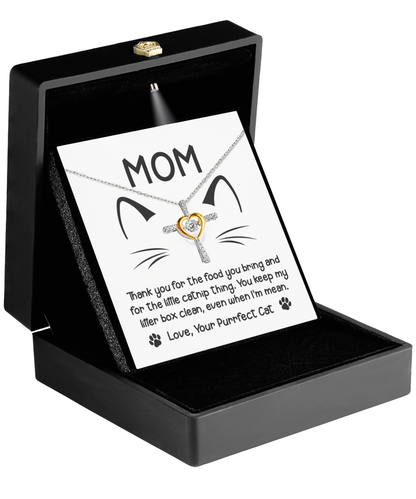 Cat mom gift on mother´s day, or just because present of cross dancing pendant necklace. Printed and shipped in the USA.