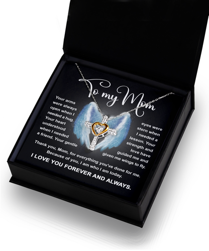 To my mom- custom cross dancing necklace greeting card for mom, printed in USA