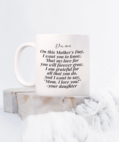 Mother´s day daughter to mom white coffee mug present