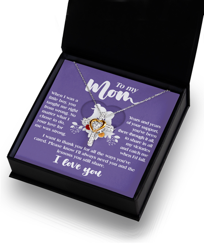 To my mom- cross dancing necklace from son on mom´s birthday and mother´s day, printed in USA.