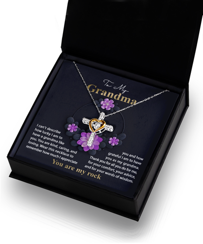 To my grandma cross dancing necklace present on birthday and other anniversaries.