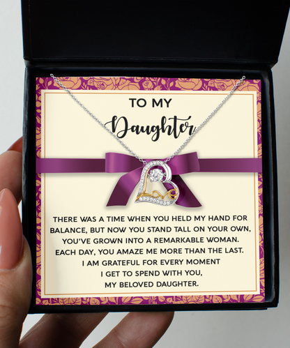 Lovely heartfelt message for daughter, comes with love dancing pendant necklace  with .925 genuine sterling silver. Printed and shipped from USA