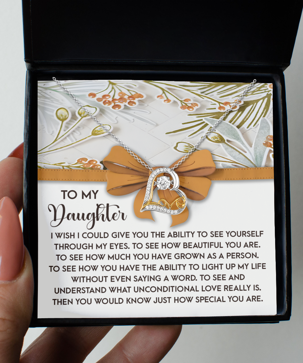 Lovely Christmas greeting card for daughter, comes with love dancing necklace and customized message for her.