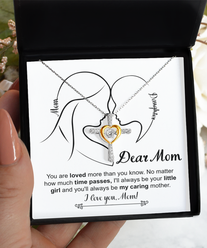 To my mom- cross dancing necklace gift from daughter, birthday present for mom, mother´s day message card with jewelry, Printed in the USA