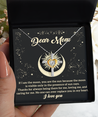 To my dear mom- cross dancing necklace gift card for mom from daughter, son on mother´s day, birthday and other memorable celebrations.