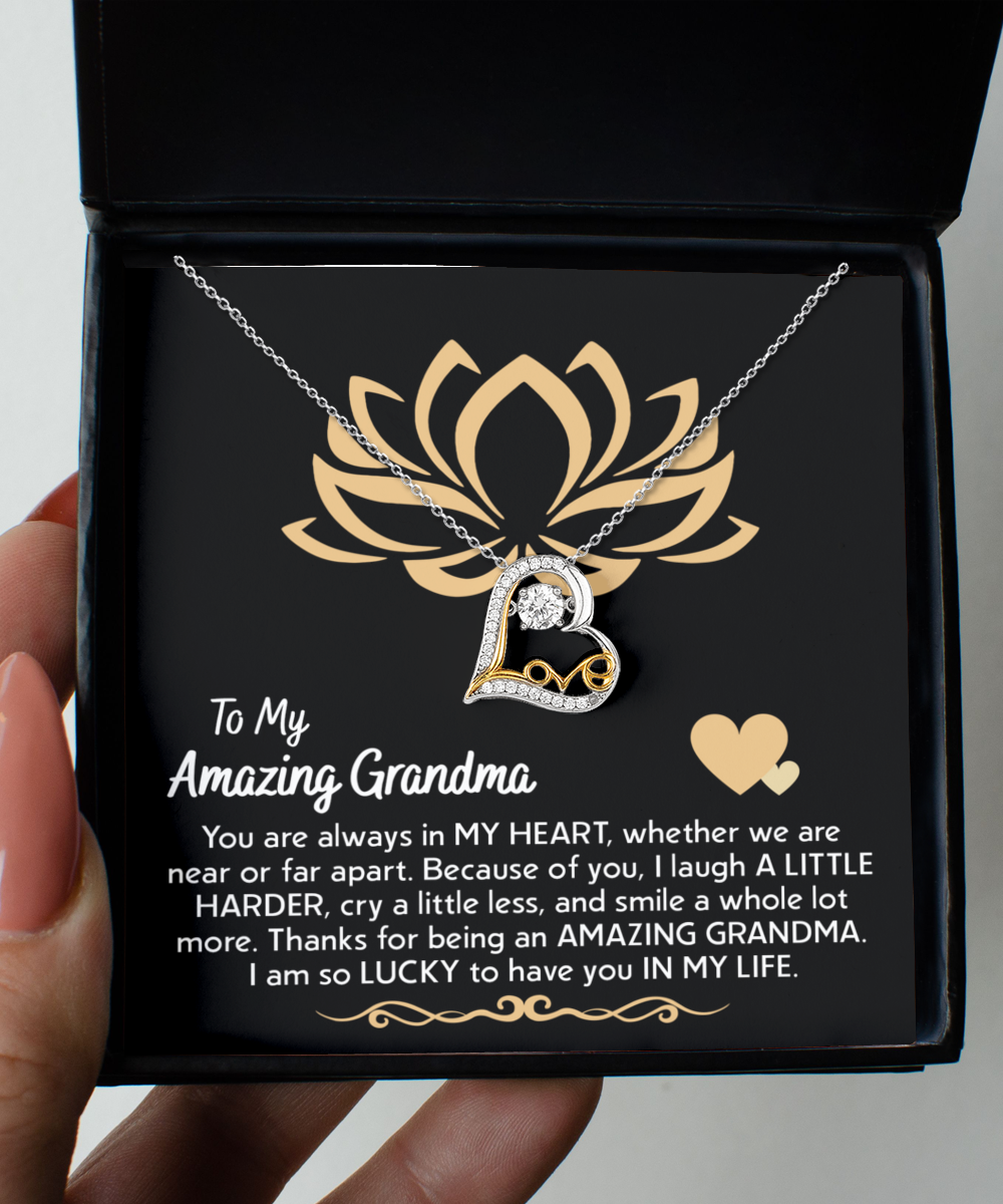 To my amazing grandma, love dancing necklace gift on anniversary and birthday present