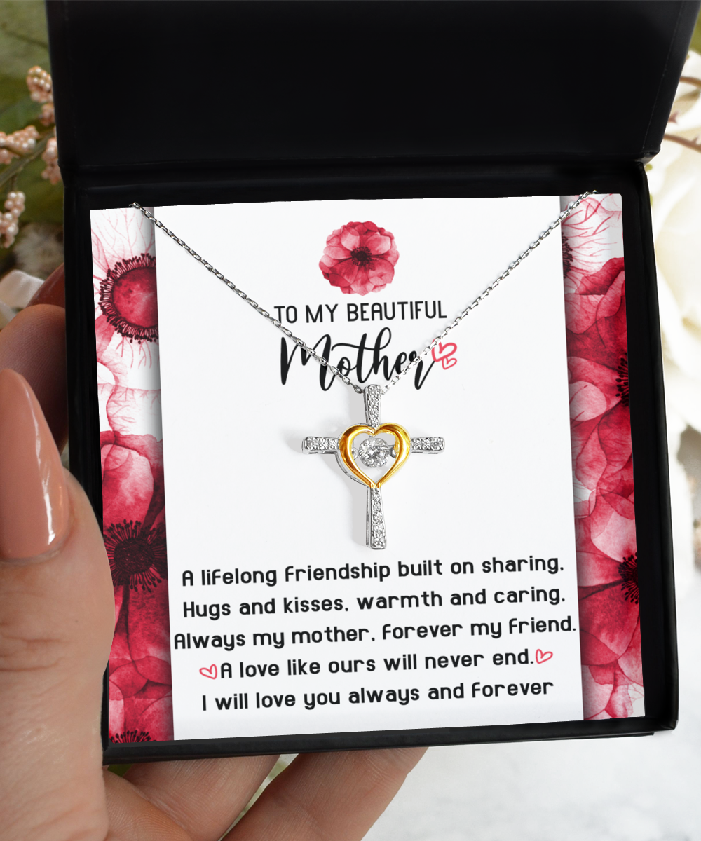 To my beautiful mother- personalized message card with necklace for mom, printed and shipped from USA