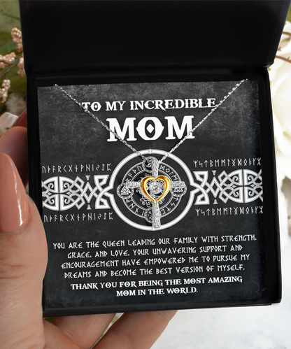 To my incredible mom- message card necklace for mother´s day gift for mom, mother-in-law. Can also be gifted on other celebrations. Printed and shipped from USA