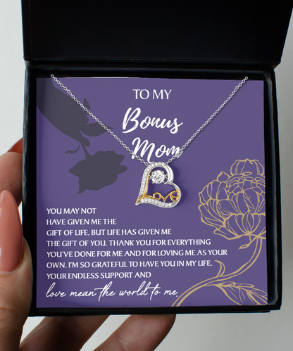 To my bonus mom gift of a love dancing necklace as birthday or mother´s day present or any other celebrations.