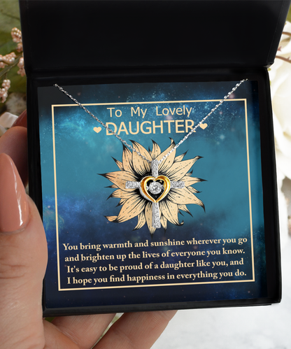 To my lovely daughter, heartfelt greeting with a cross dancing pendant necklace and message card.